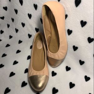 Clarks Artisan Pale Pink + Gold Flats